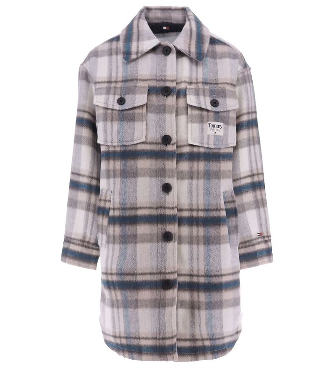 Tommy Hilfiger Jakke Check Coat Grey Petrol Check